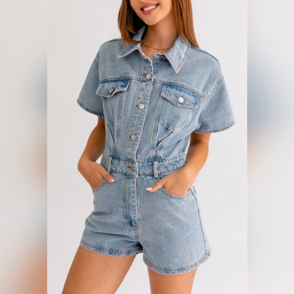 Le Lis Denim Romper